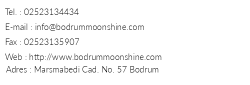 Moonshine Hotel Suites telefon numaralar, faks, e-mail, posta adresi ve iletiim bilgileri